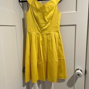 Ted Baker Yellow Pleated Dress with Pockets